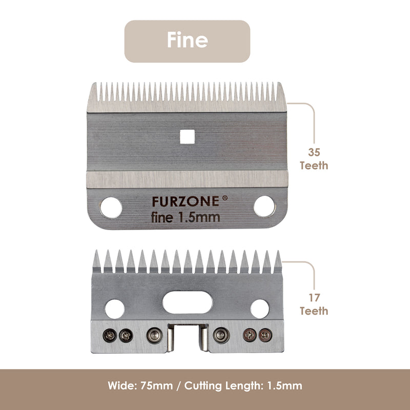 #1.5mm Fine - A2 Livestock Clipper Blades - 2 Blades in 1 Set (35&17 Teeth)