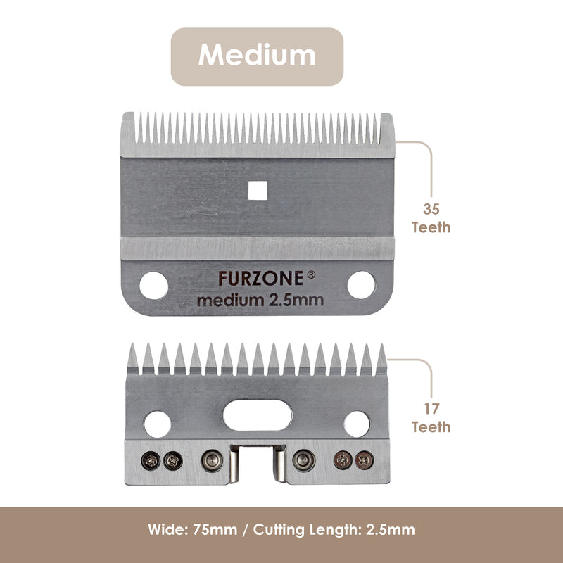 #2.5mm Medium - A2 Livestock Detachable Clipper Blades - 2 Blades in 1 Set (35&17 Teeth)