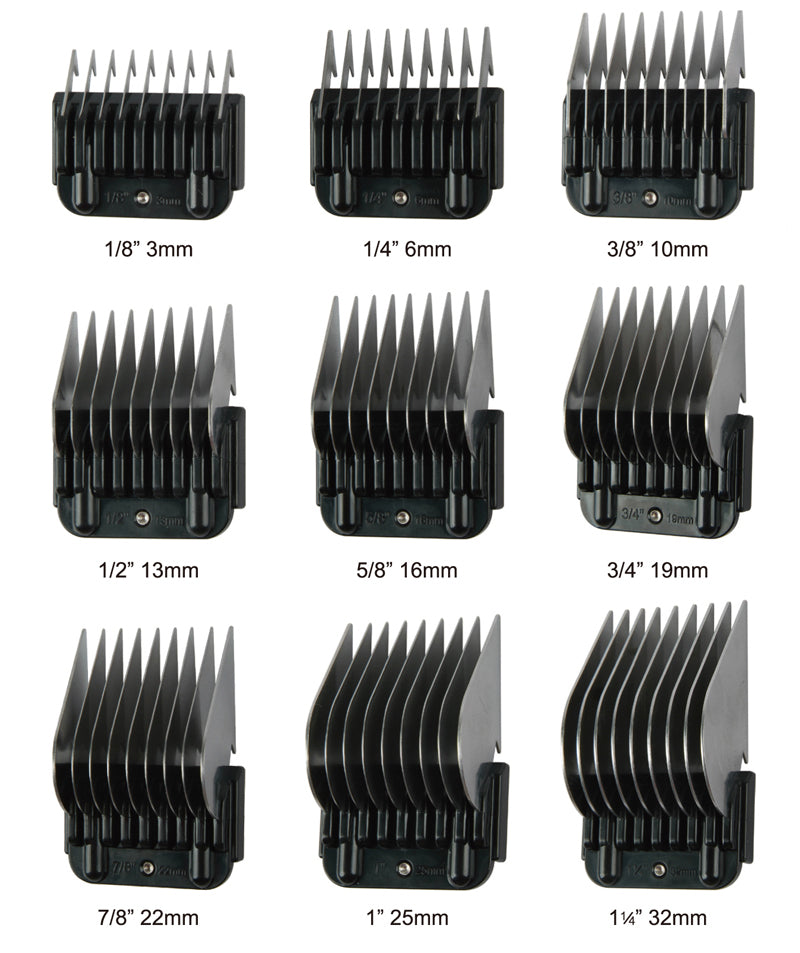 9-Piece Clipper Blade Comb Attachment Set for A5 Standard Sizing